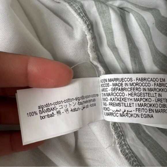 Zara Striped Green and White Cinched‎ Front Top Sz M *note - Picture 9 of 10